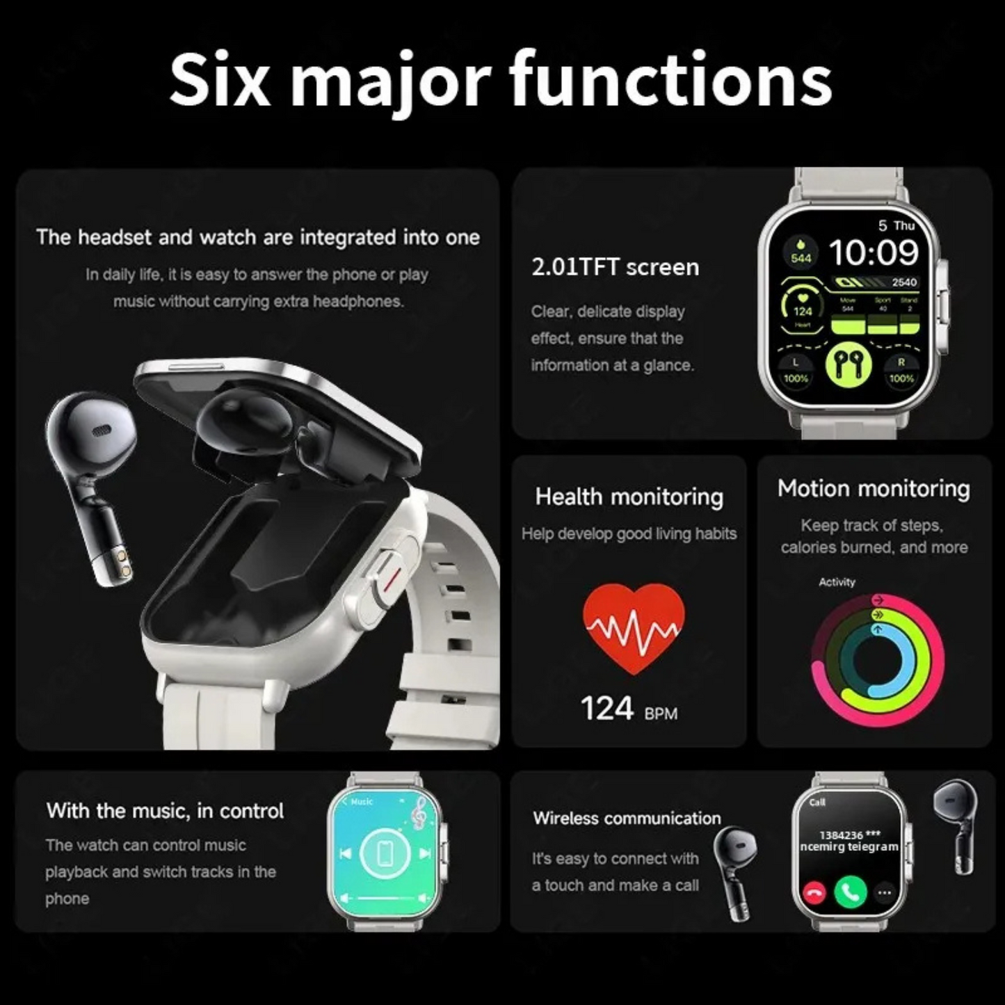 Reloj Inteligente 2 en 1 con Auriculares Integrados