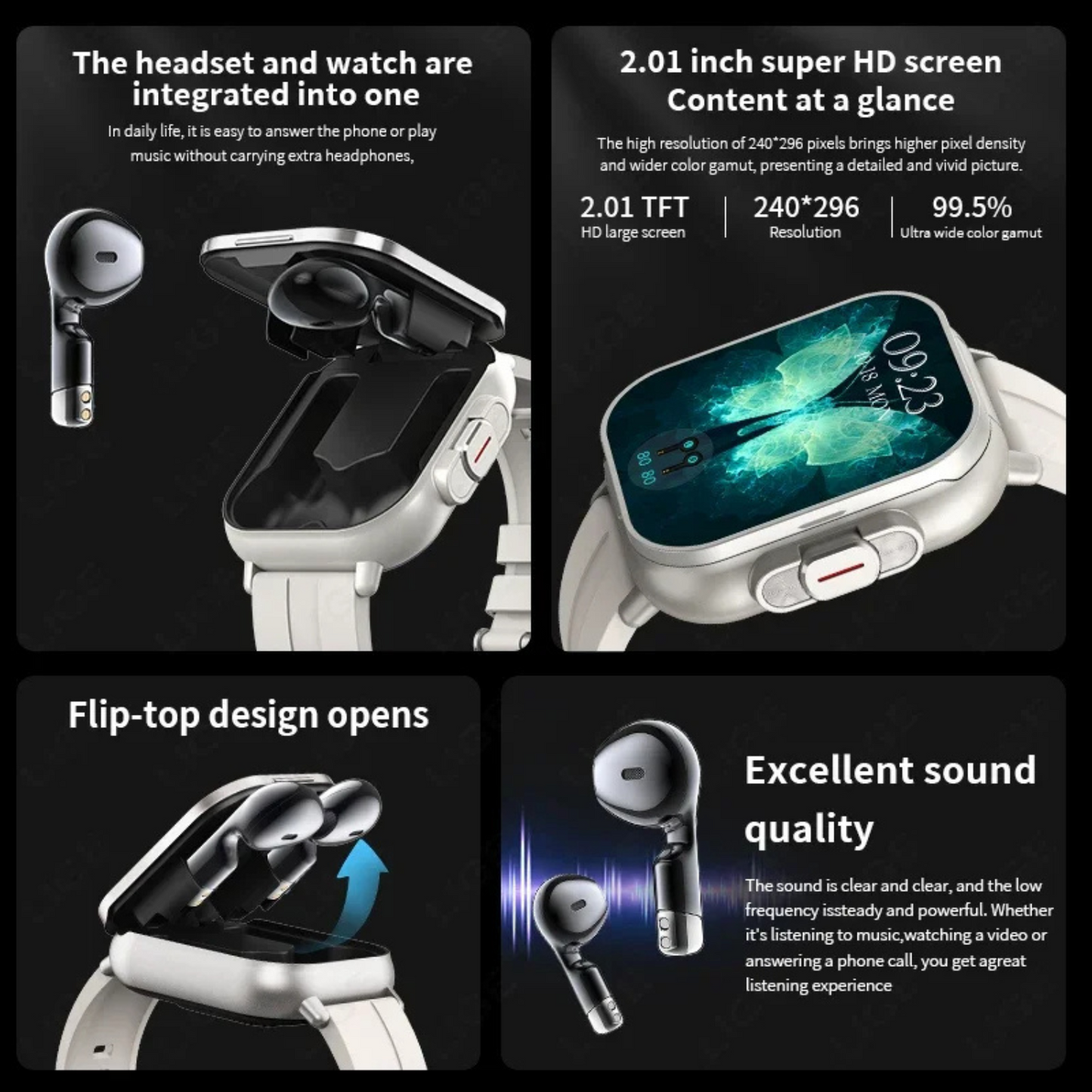 Reloj Inteligente 2 en 1 con Auriculares Integrados